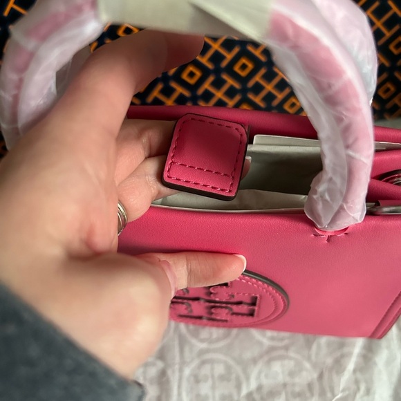 Tory Burch Mini Ella Bio Tote Bag Crossbody Pink Love - Picture 6 of 11